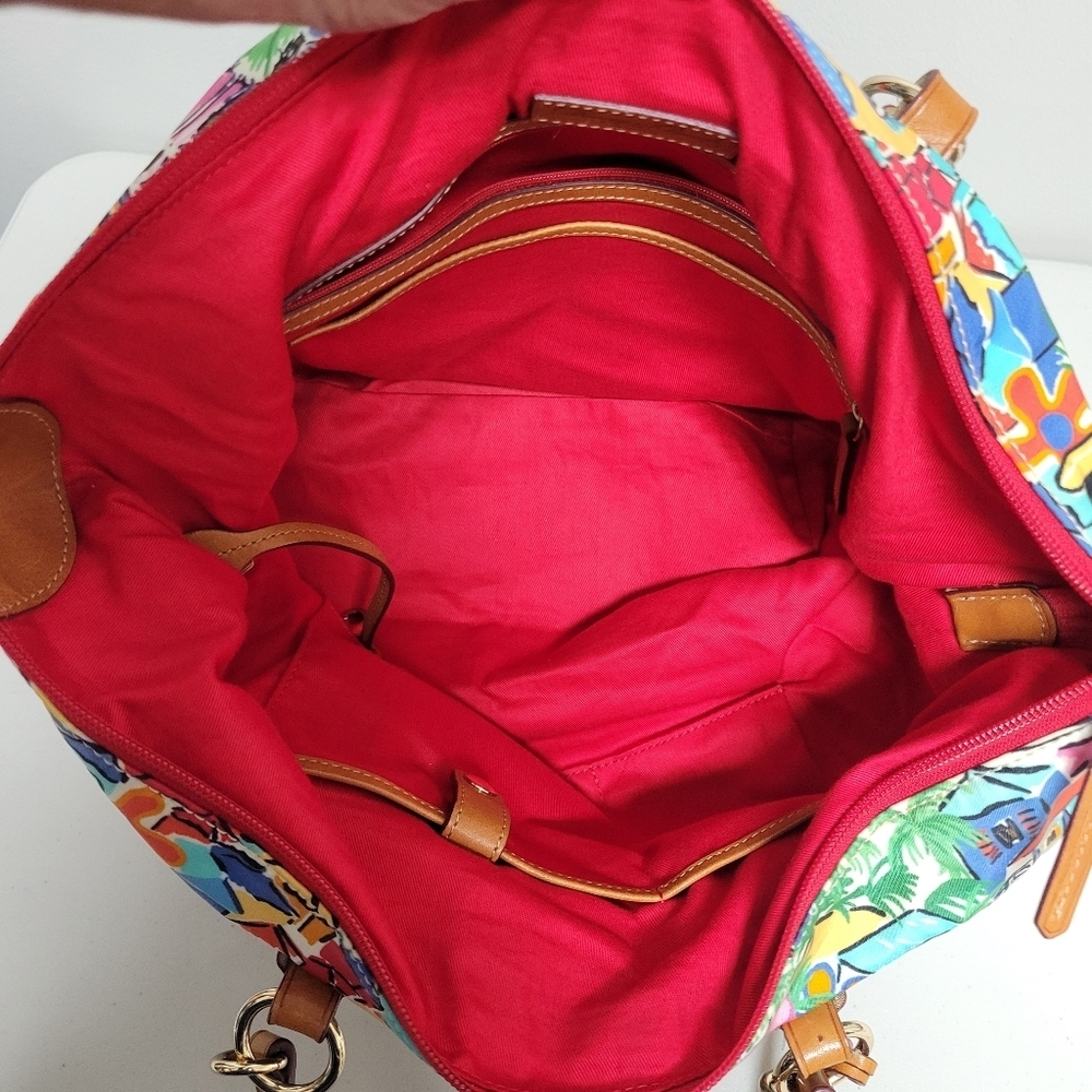 Dooney & Bourke (Rare) Sandbar Tropical Print Satchel Carry On Purse. - Picture 9 of 14